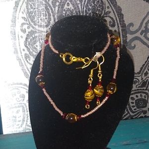 Handmade Small Bead Choker Necklace Earing Set